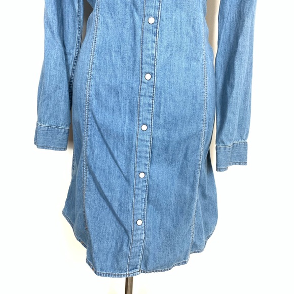 Gap Chambray Denim Shirt Dress Size Large - Picture 3 of 8